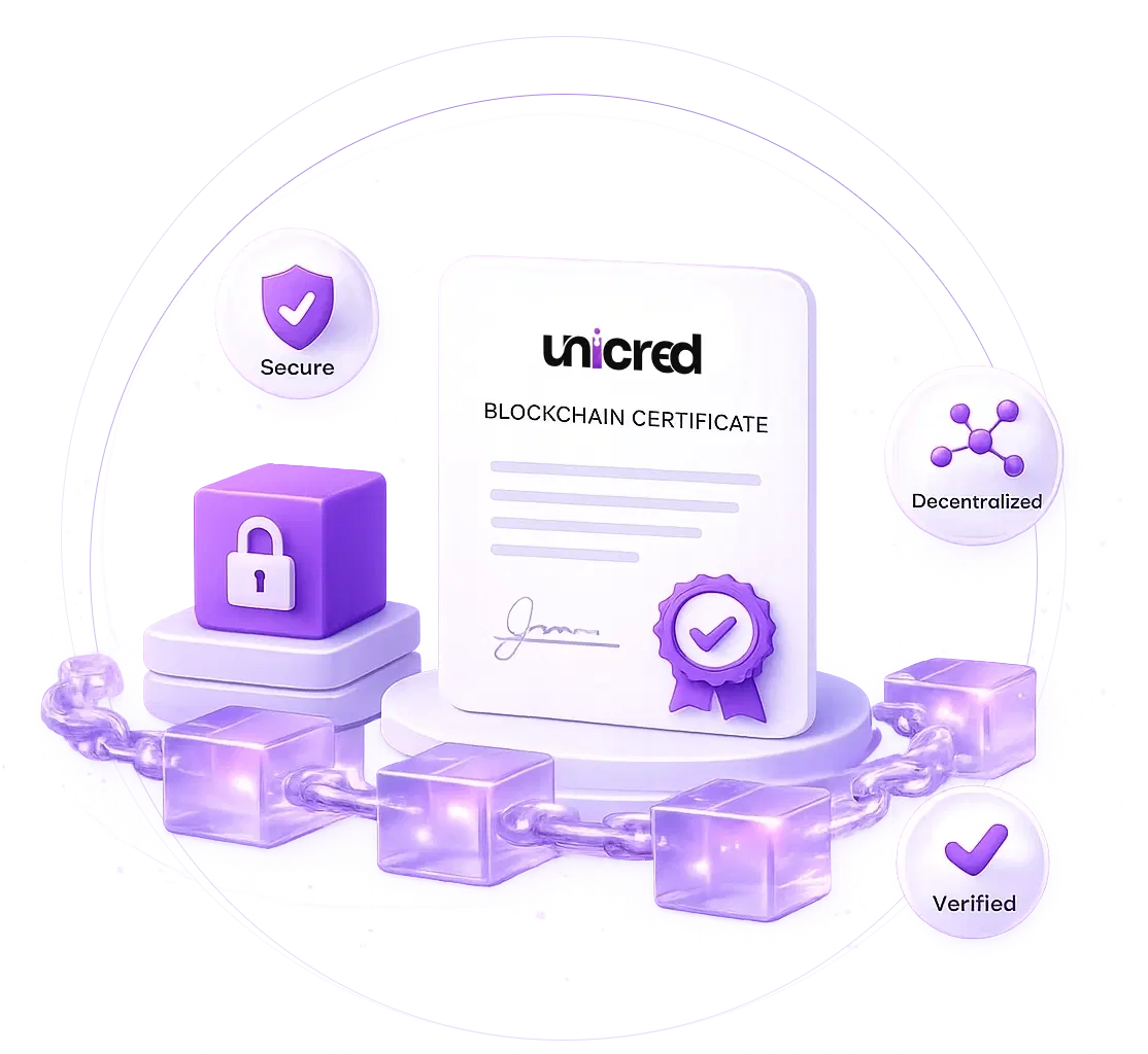 UniCred blockchain certificate — secure, decentralized, verified